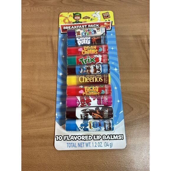Breakfast Cereal Flavored Lip Balms Gift Set NEW 10 Pack Lucky Charms Cheerios - Picture 1 of 6